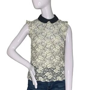 Zara Lace Blouse with Black Collar